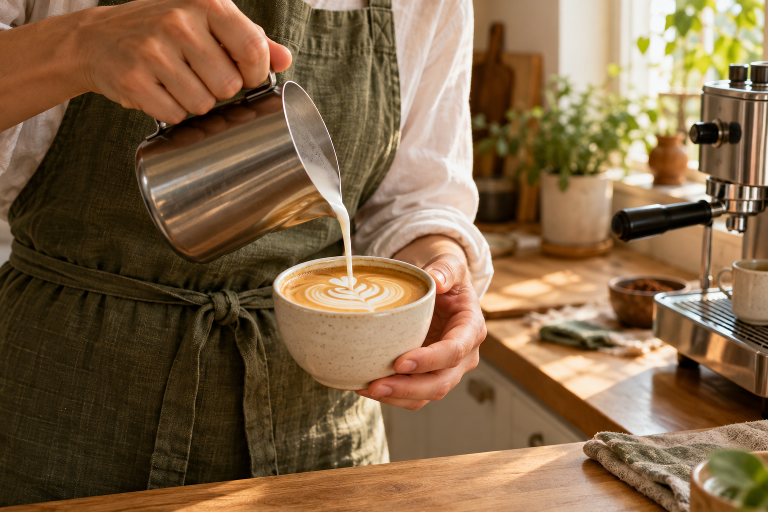 Thuis een cappuccino met latte art maken